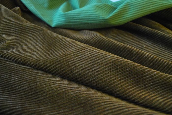 Corduroy fabric cotton brown and green cu