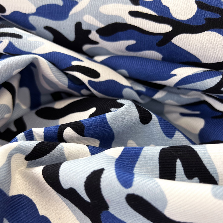 Blue Camouflage Print - Polycotton Fabric - Fabric Love