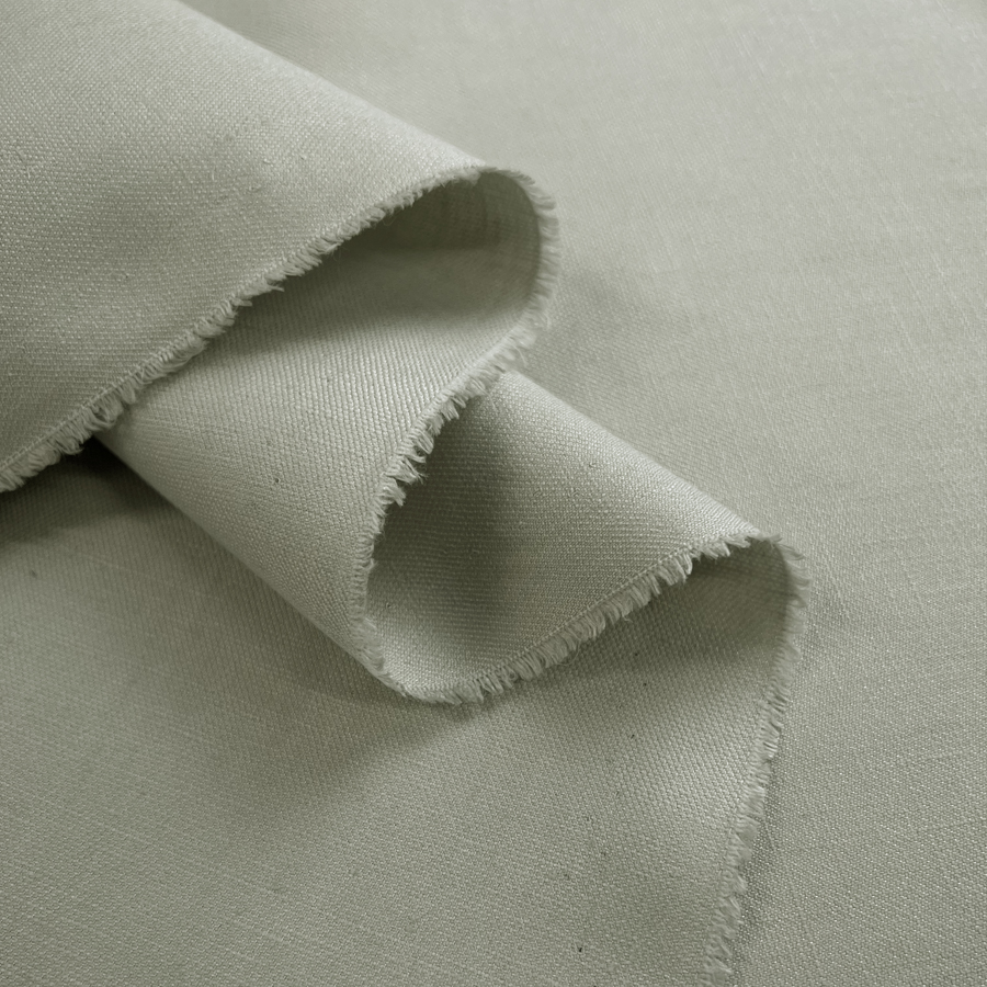 French Woven Linen Cotton Blend Beige Shirting Fabric - Dusty
