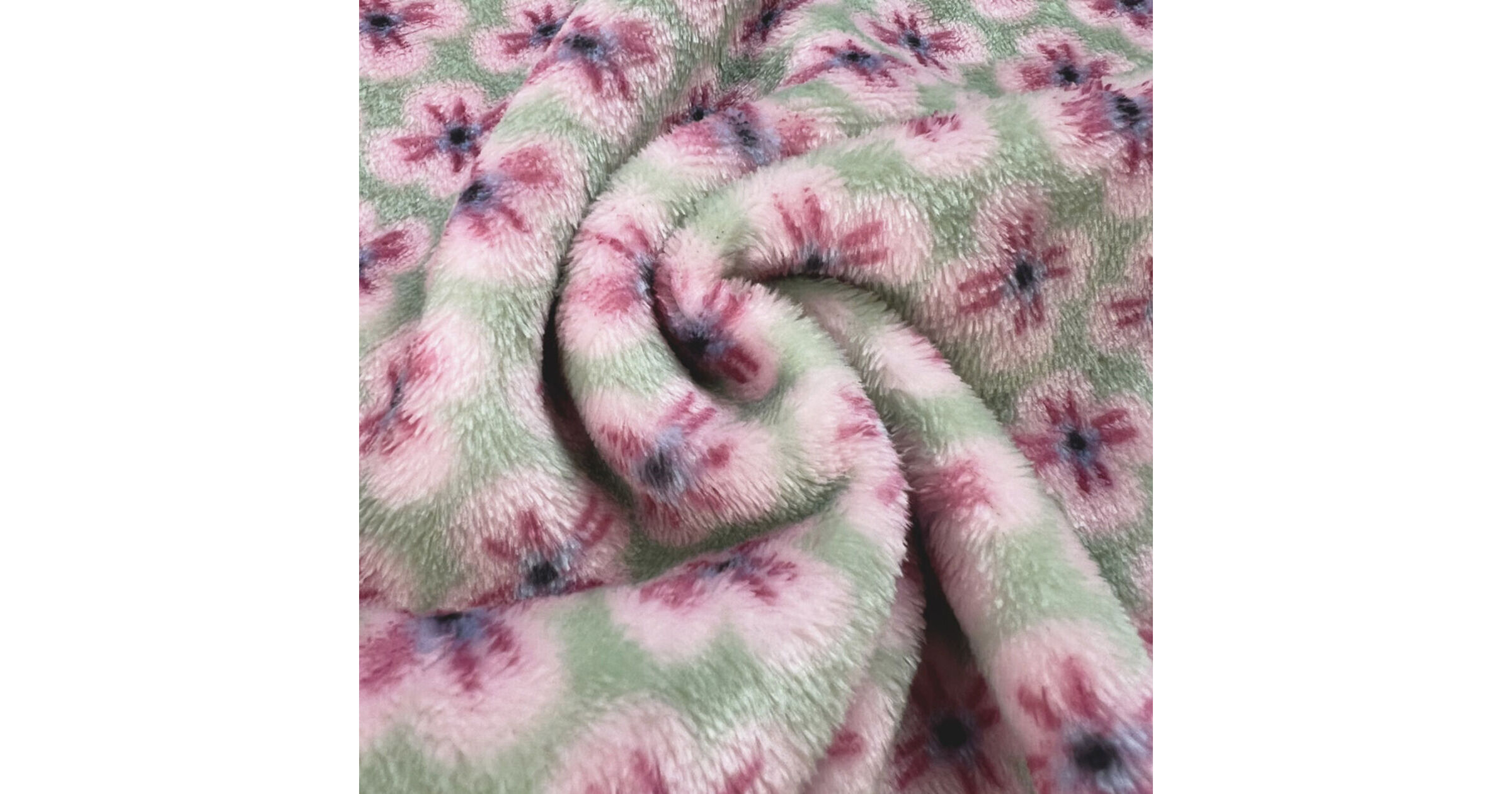 Polyester Printed Fabric  Double Sided Fleece - Pistachio Flower