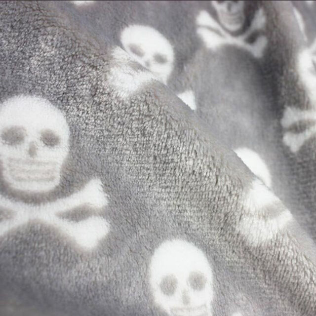 Black/White Skulls Print Polyester Spandex Fabric