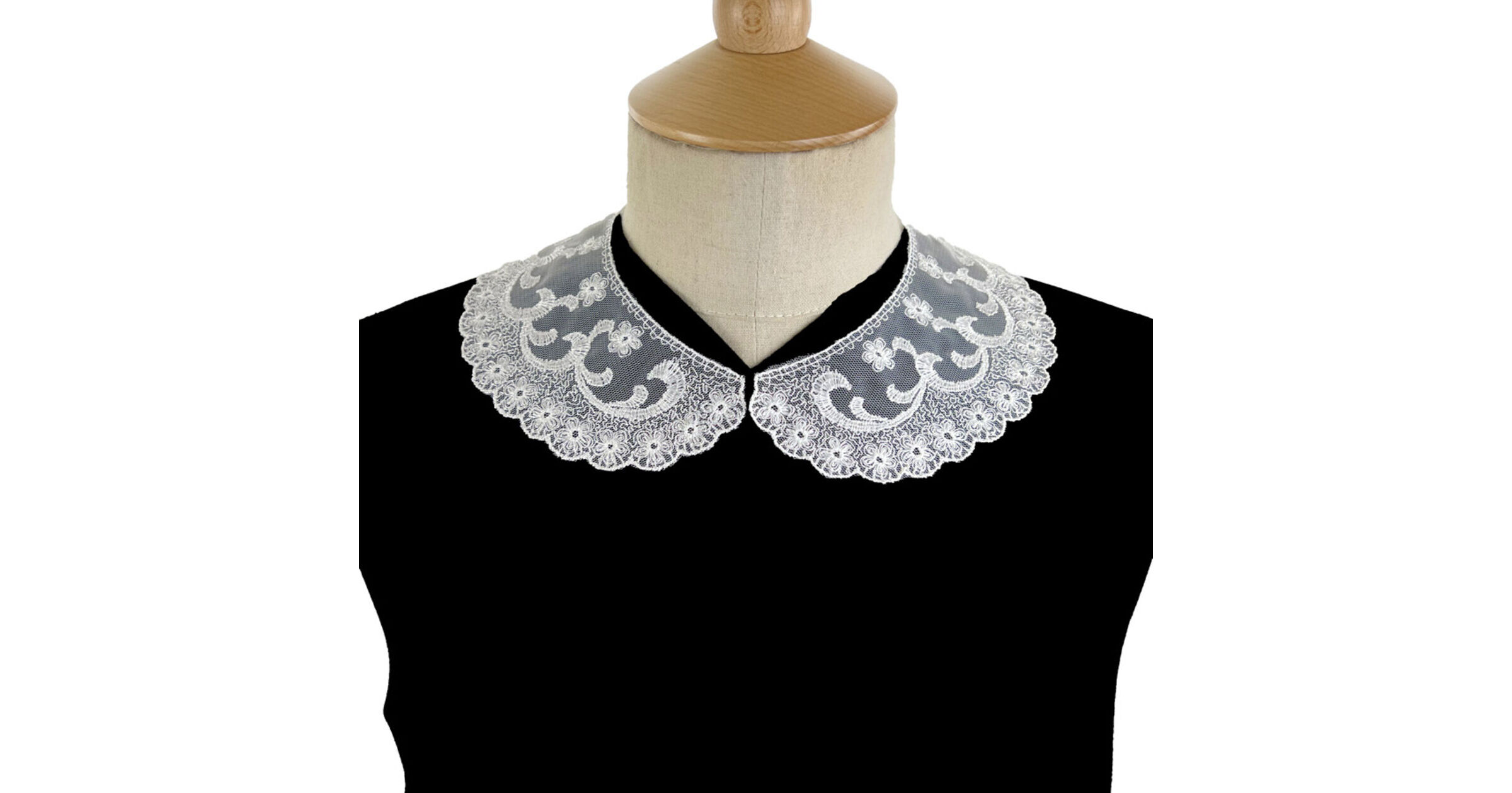 lace collar, Vintage Delicate Embroidered Cotton Lace Collar