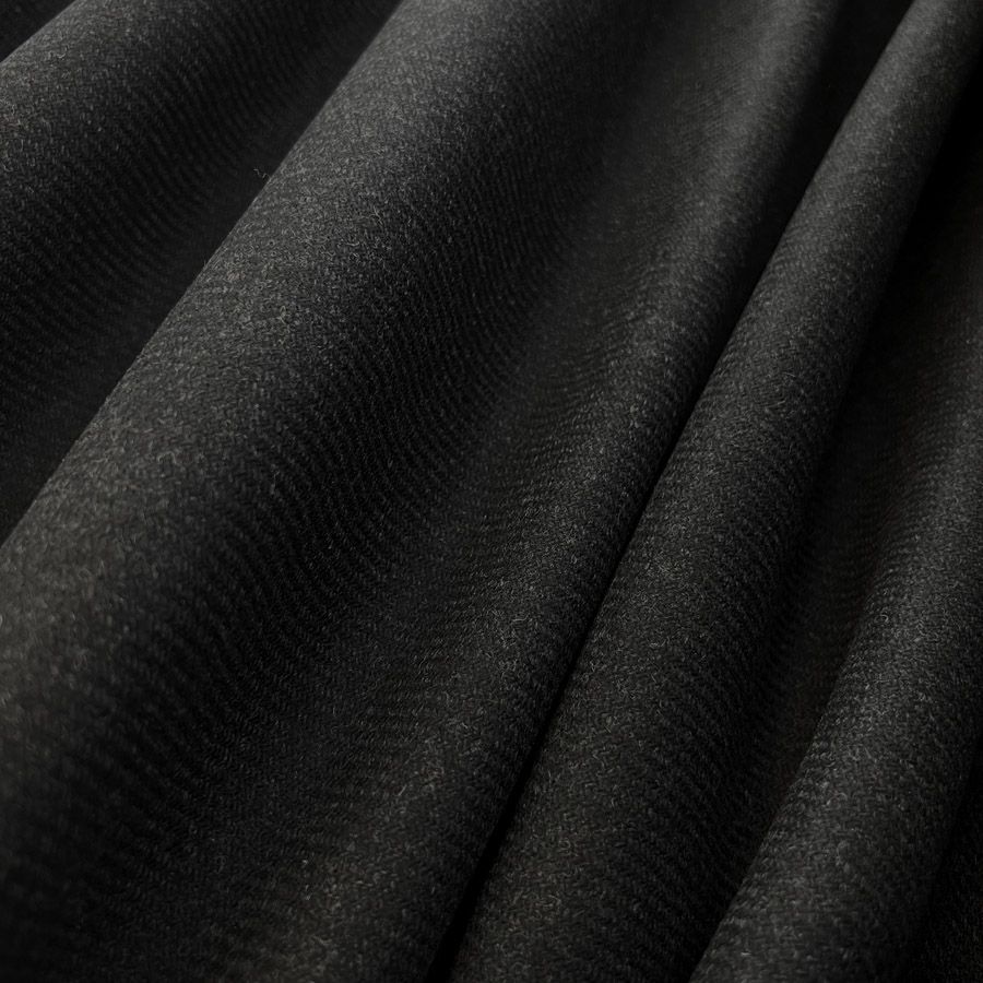 Italian Black Wool Pinstripe Tweed Coating Fabric | Cartmel