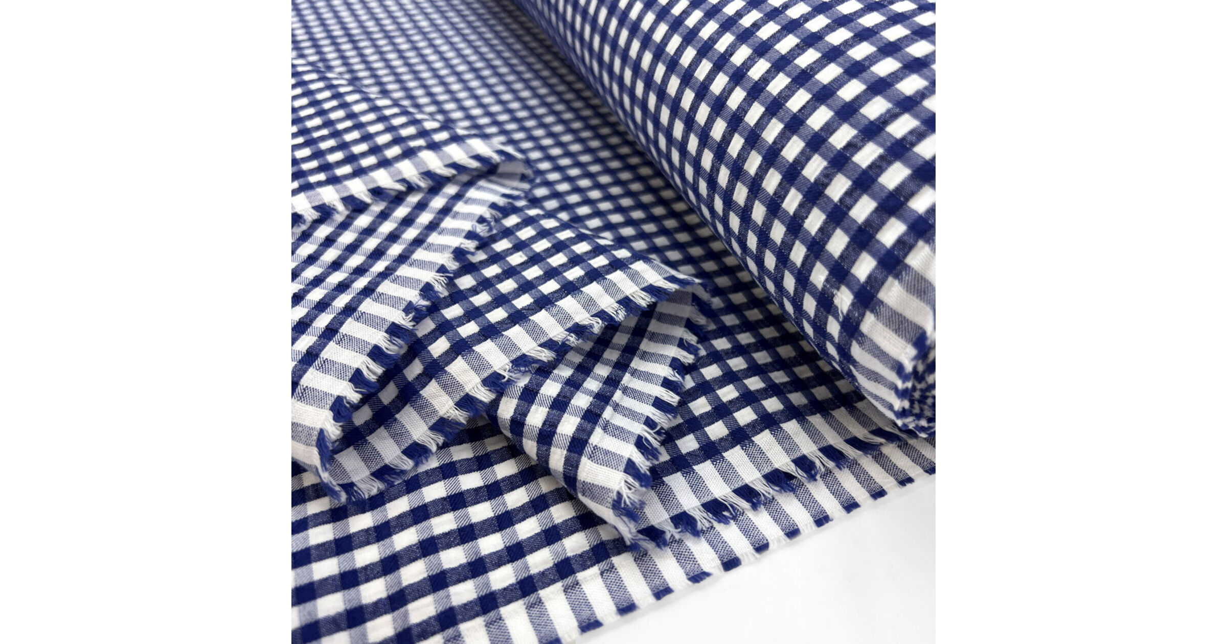 Blue Cotton Dress Fabric | Proper Seersucker - Royal Check