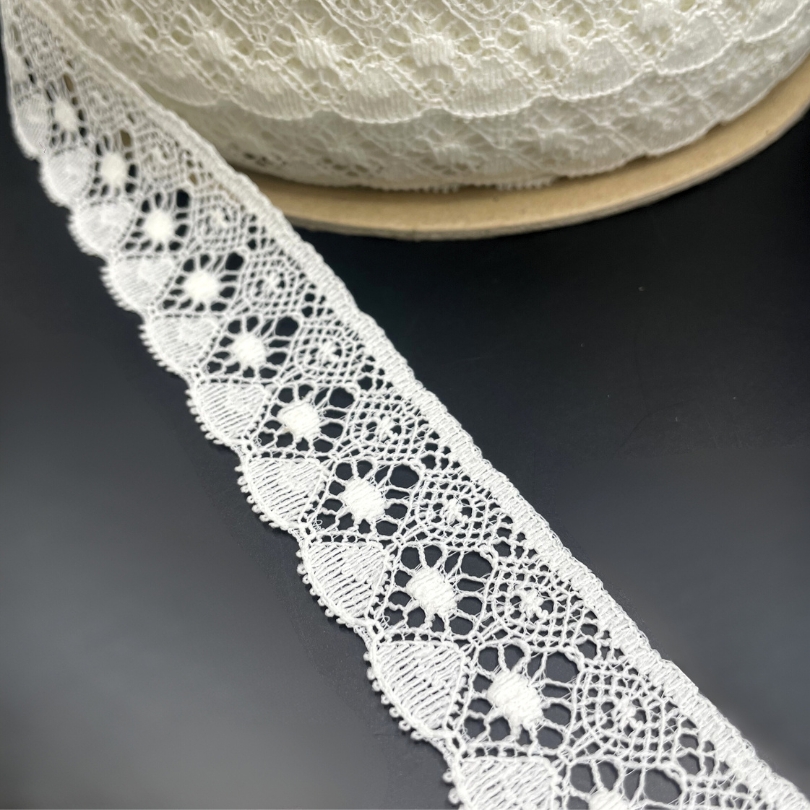 Nylon Fine Crochet Look Lace Trim - White