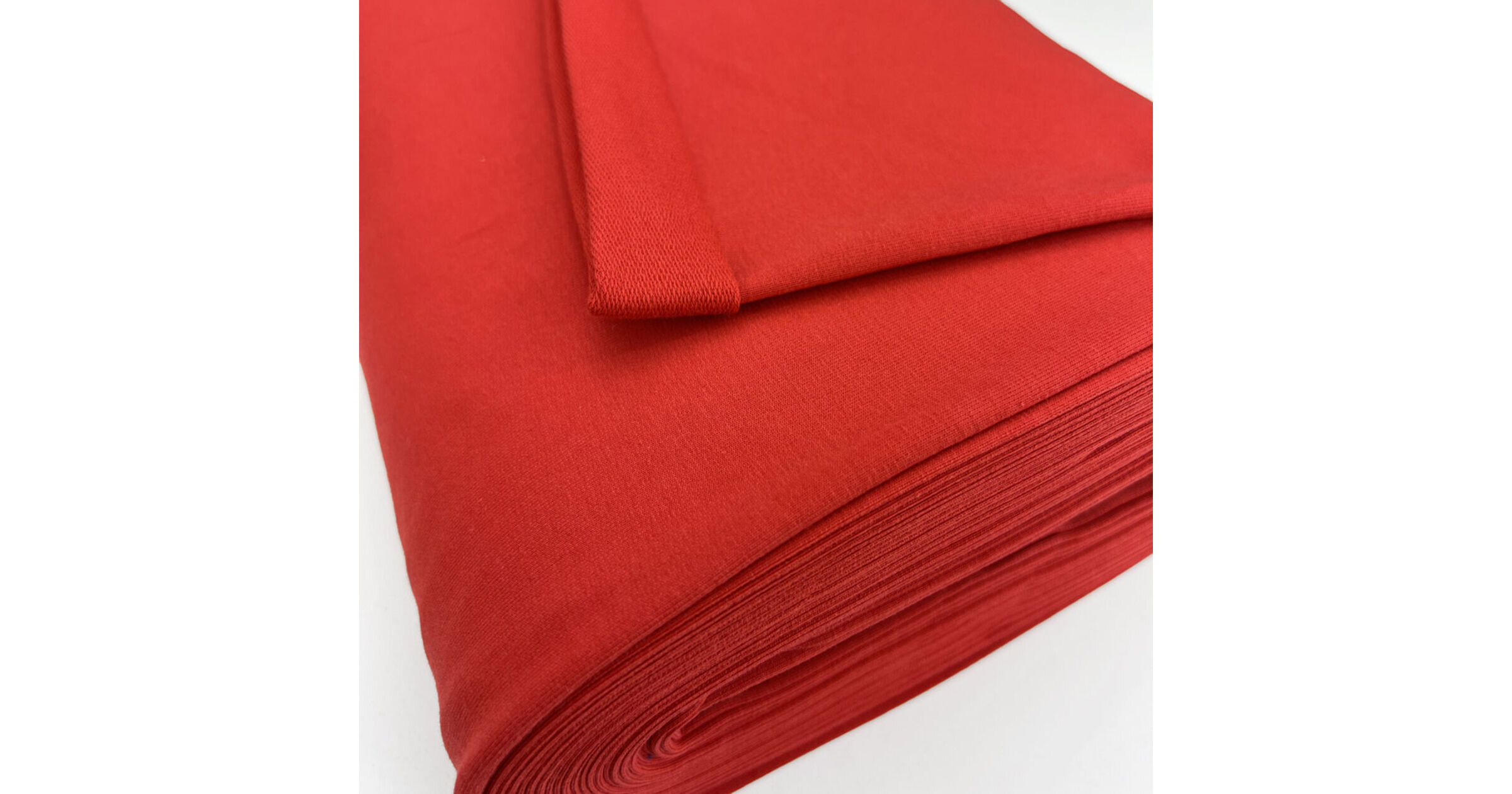 Cotton Elastane Jersey Fabric | Organic Plain French Terry - Red
