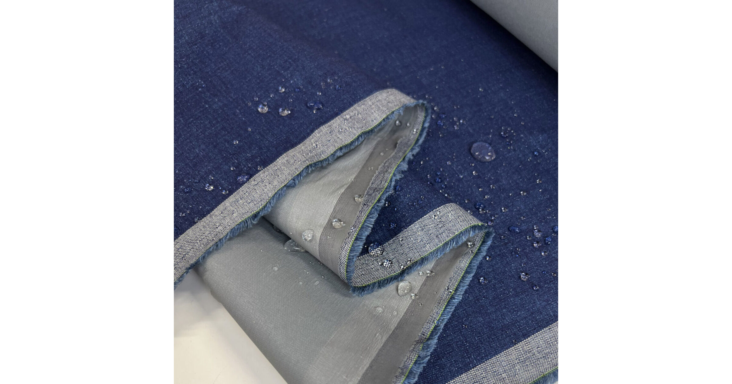 PU Back Waterproof Coat Fabric | Storm System Linen - Indigo
