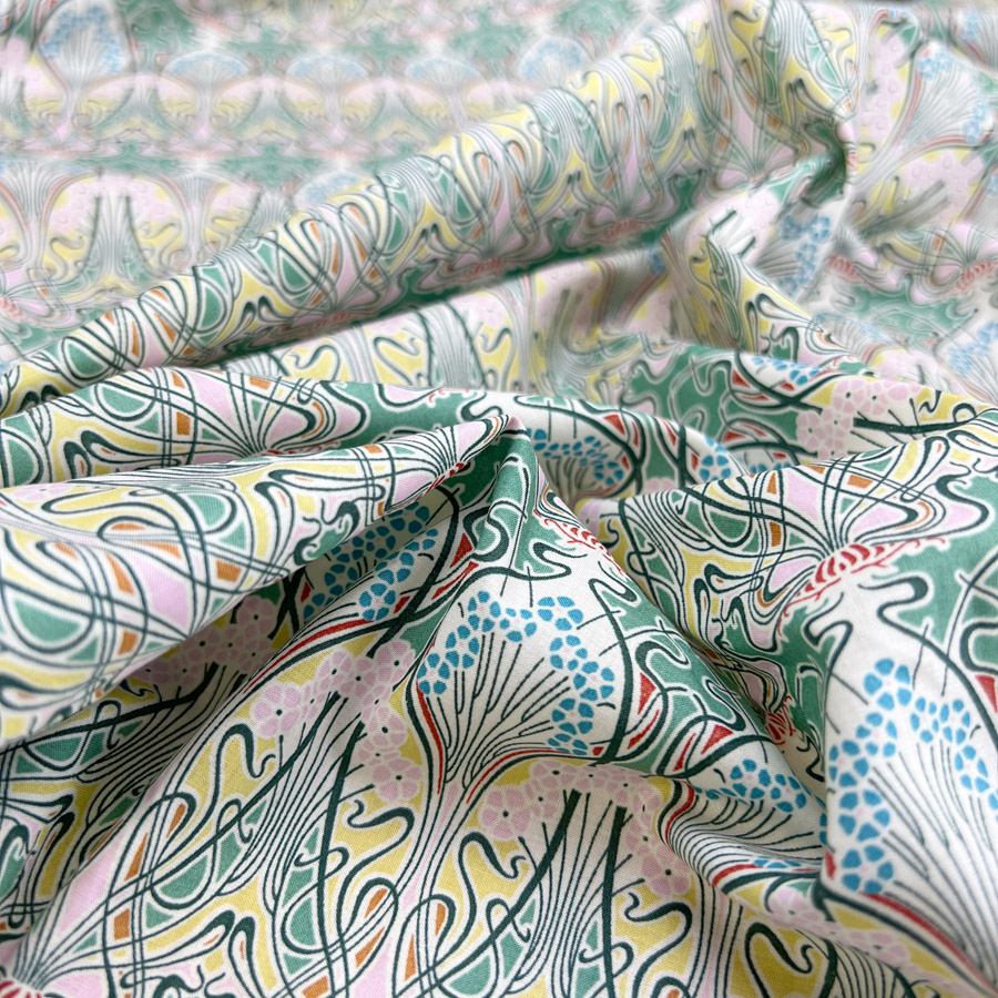 Floral Print Dress Fabric | Pima Cotton Lawn - Vine Pastel