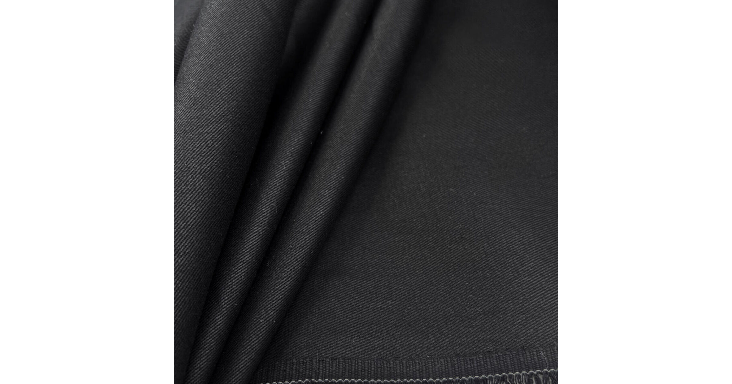 Plain Black Cotton Drill Trouser Fabric | Bruce Denim