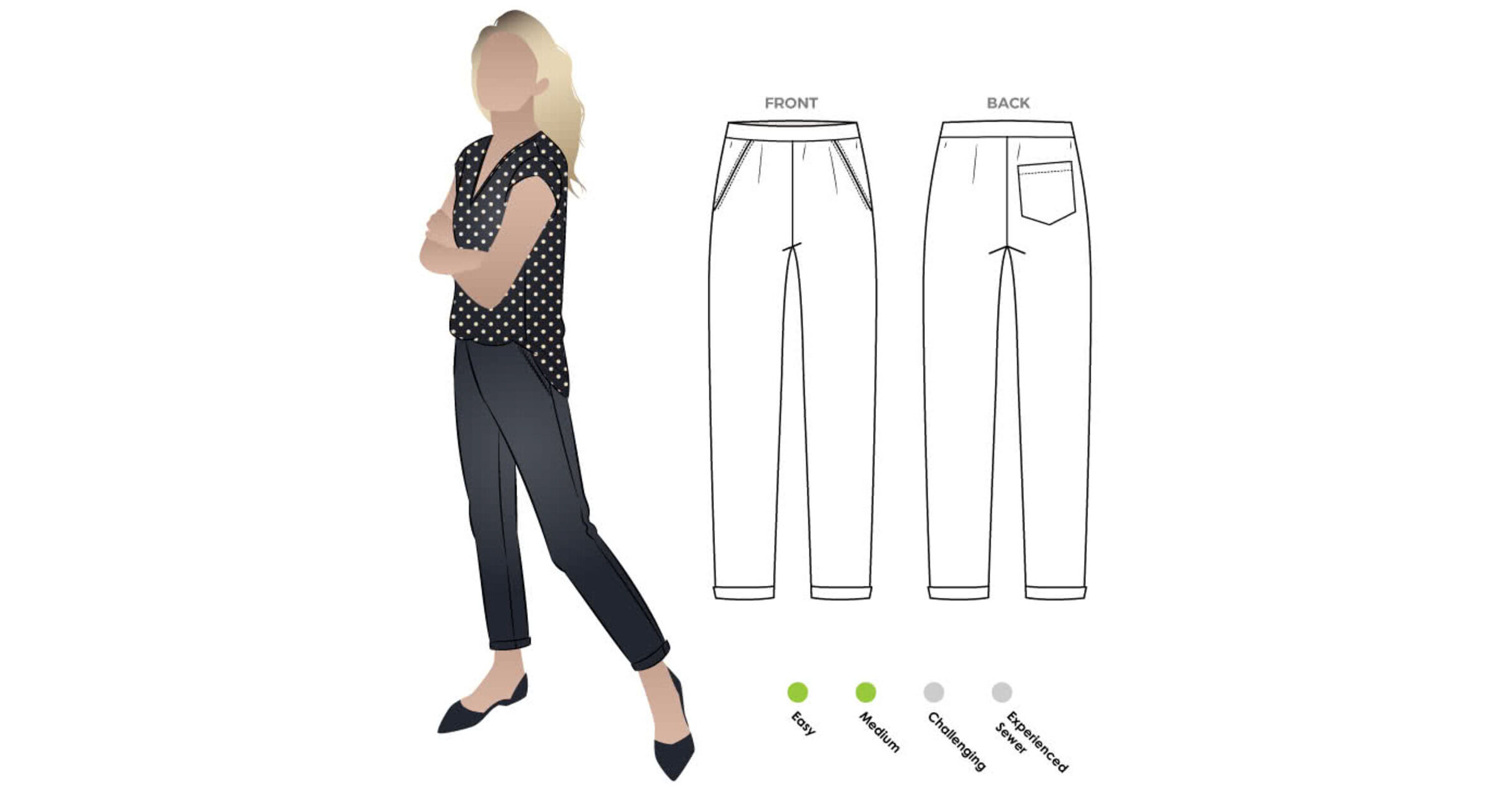 Parker Ponte Pant | Paper Sewing Pattern | Style Arc (UK 4-16)