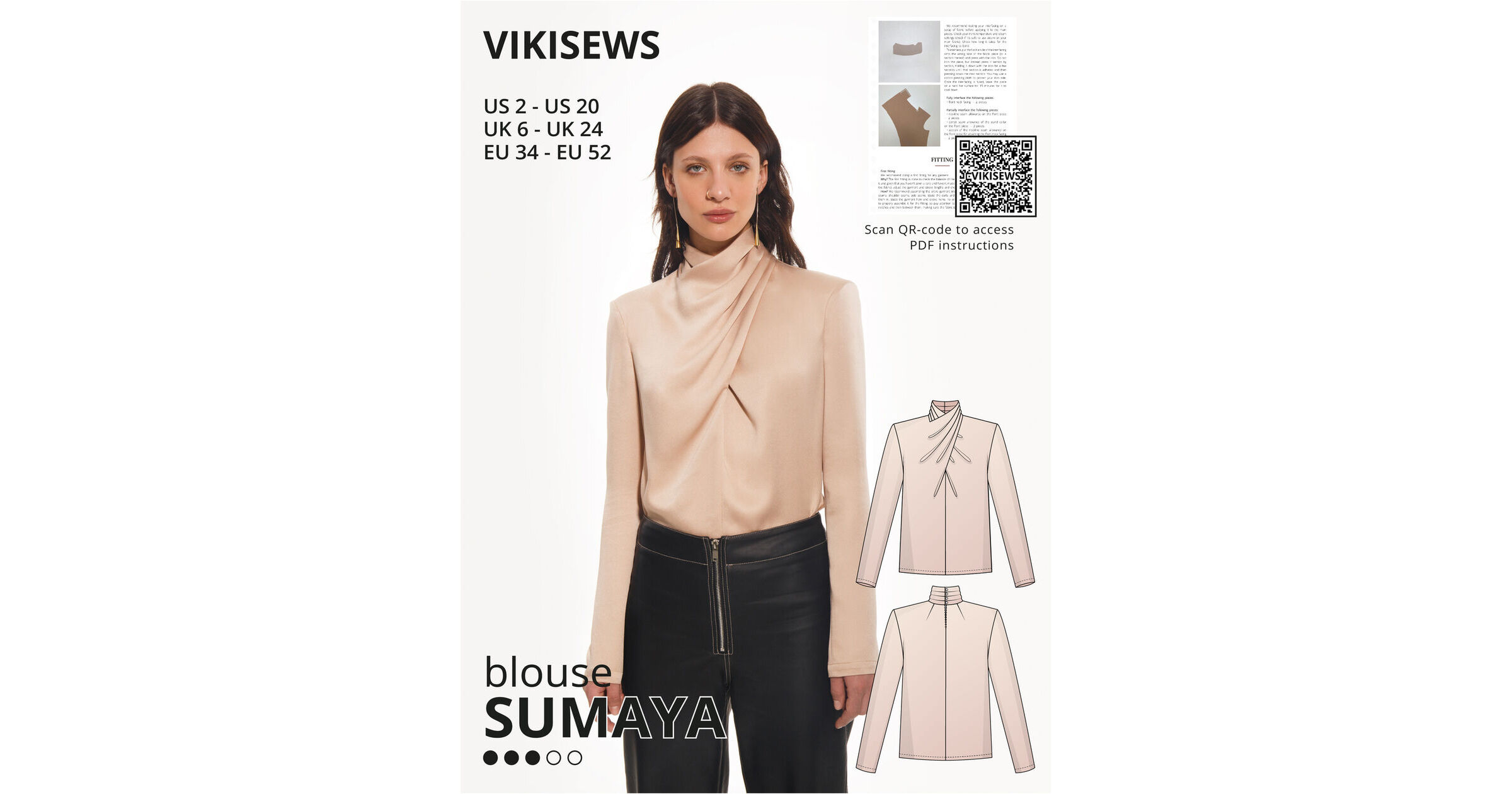 Sumaya Blouse | Paper Sewing Pattern | Vikisews (UK 6-24)