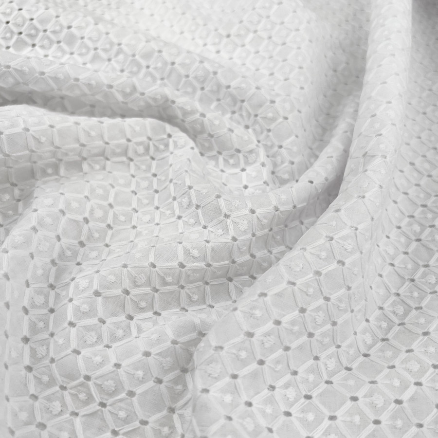 Cotton White Knit Mesh Heavy Weight Fabric by The Yard 