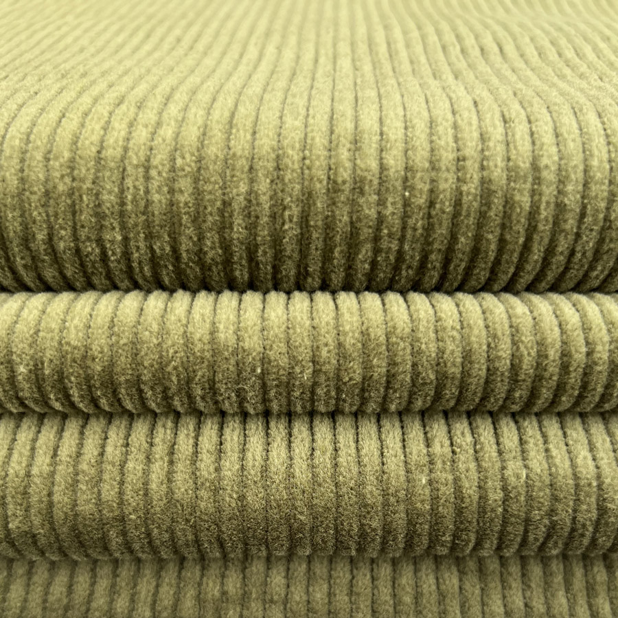 8 Wale Cotton Spandex Fabric | Bubble Wash Corduroy - Moss