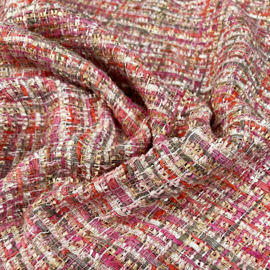 Italy TWEED Boucle Fabric by the yard/Designer FABRIC Boucle 350 gr Pastel online Colors /Fabric Tweed Made in Italy/Tweed for Dresses Jacket Skirt