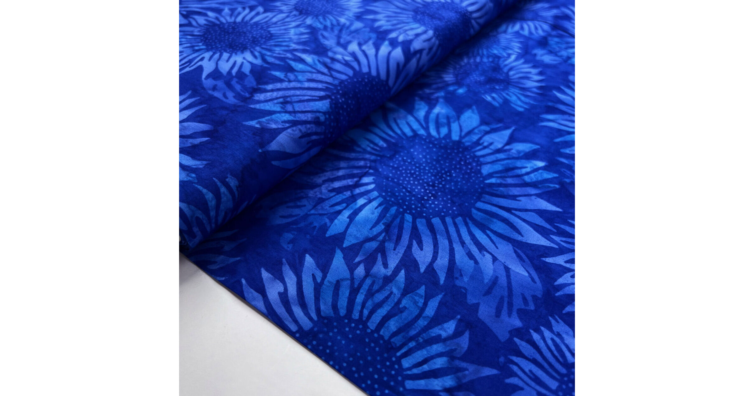 Remnant (0.6m) Hoffman Bali Painted Cotton Lawn Fabric | Sunflower - Blue
