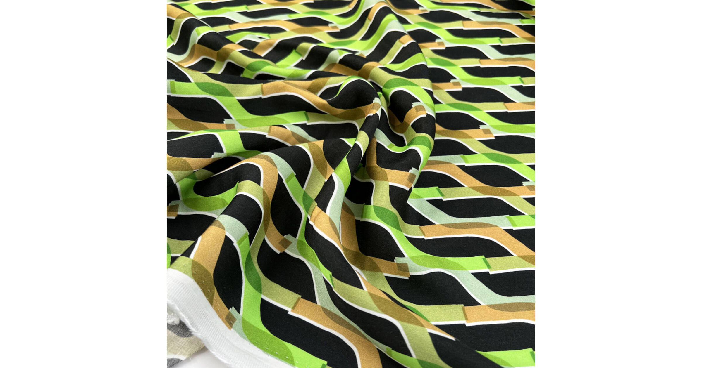 Italian Deadstock Green Dress Fabric | Marni Viscose - Lattice