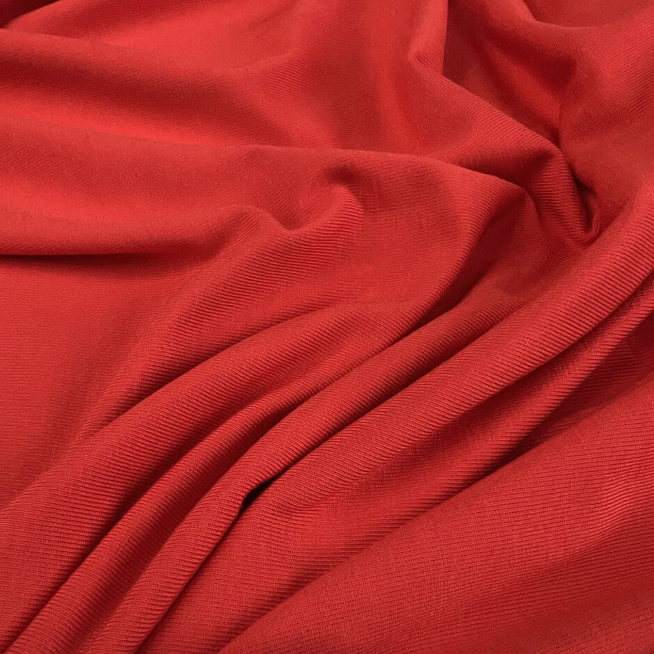 Plain Red Elastane Stretch Fabric | Bamboo Jersey - Scarlet