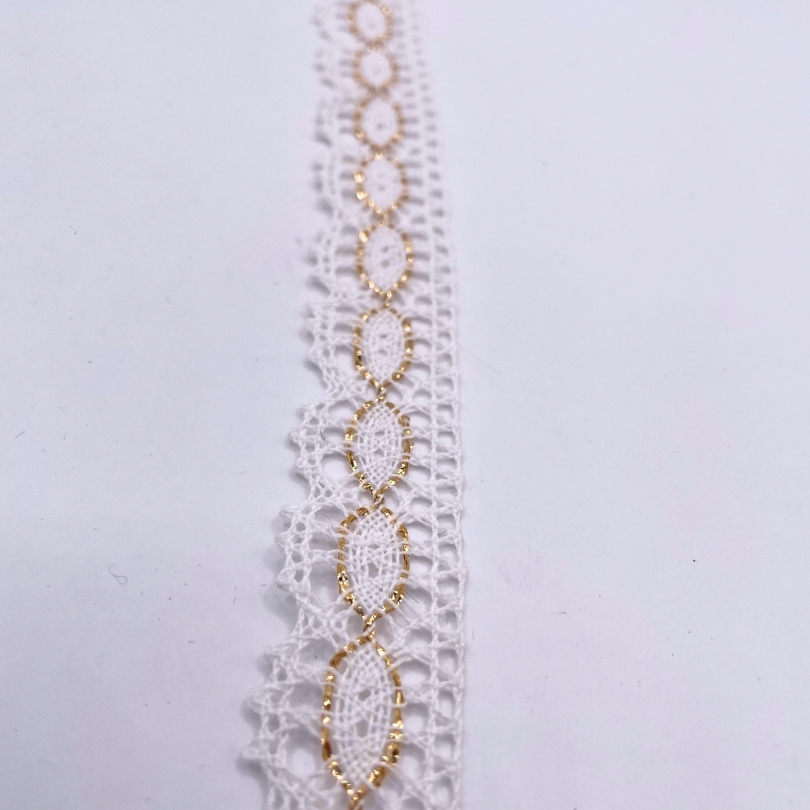 Crochet Gold Lurex Lace Ribbom, Set Lurex Lace Ribbons for Crafts