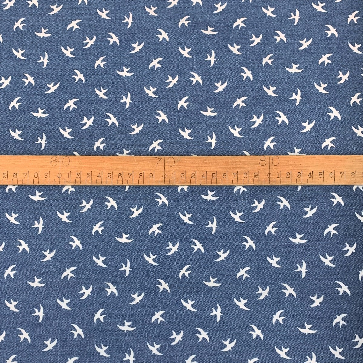 Printed Denim Chambray Fabric Mid Blue - Heavenly - Dove