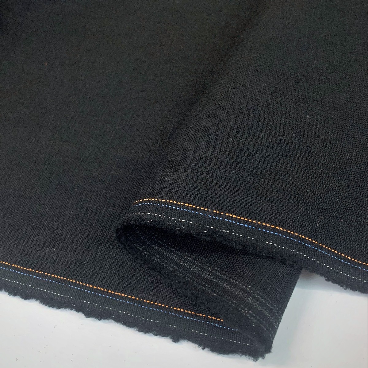 Medium Weight Washed Linen Fabric - Pure Linen - Black