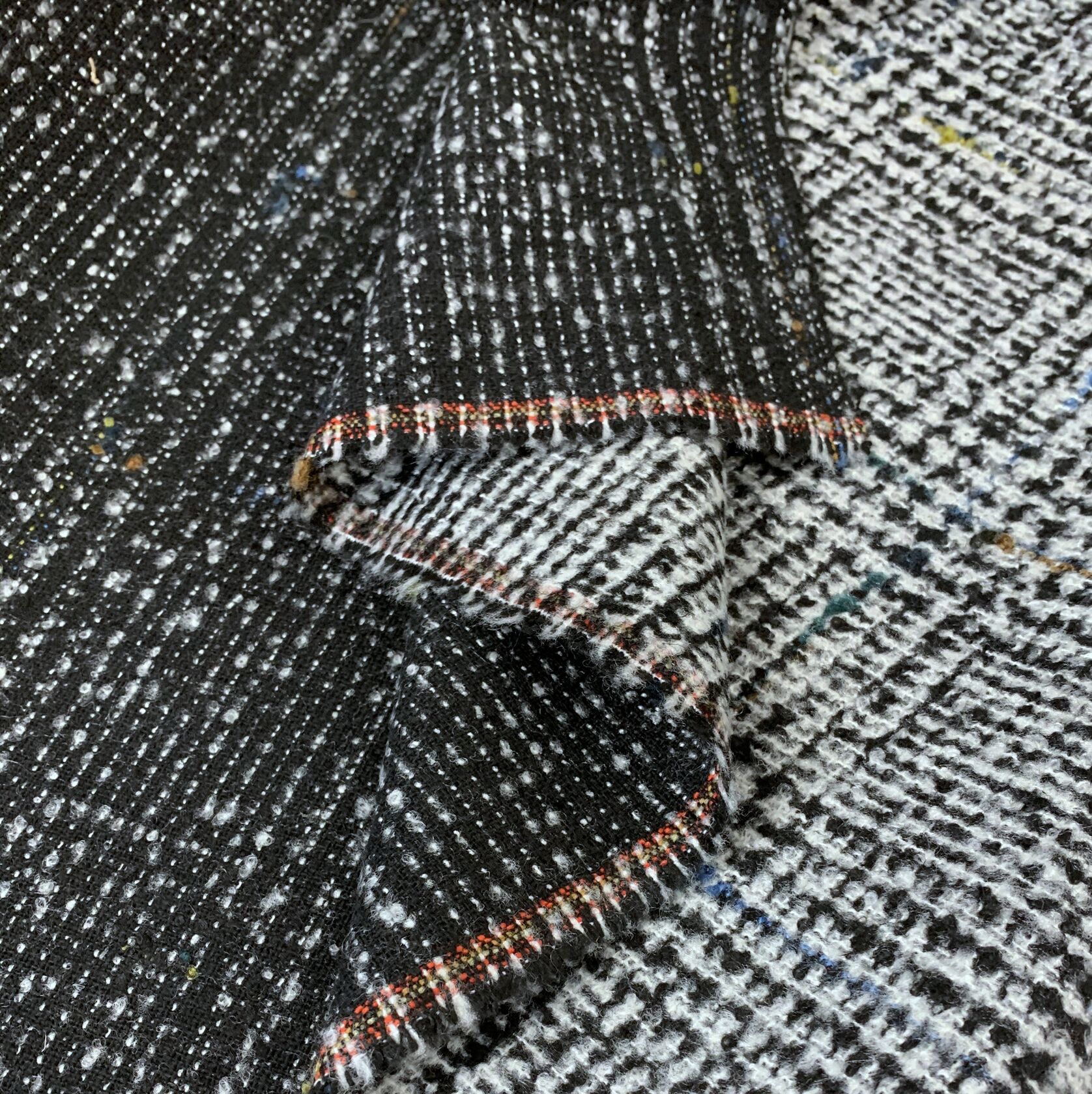 Italian Wool Mix Check Tweed Coating Fabric | Big Tweed