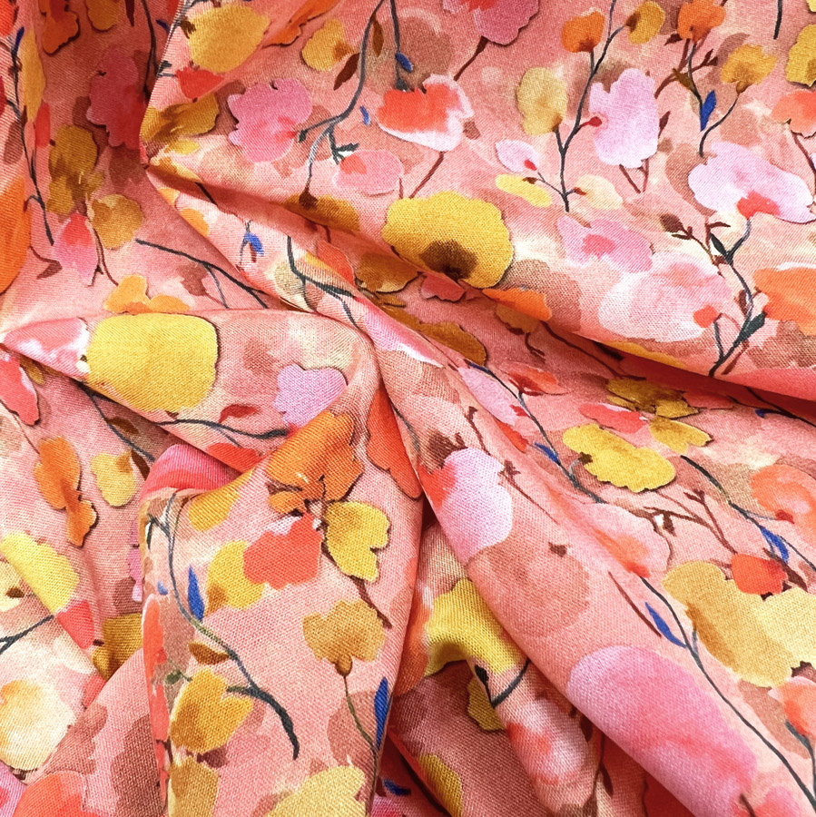 Digital Viscose Floral Dress Fabric - Festival - Parklife - Pink