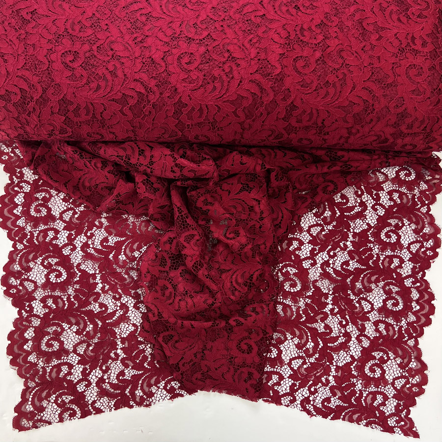 Wine Heavy Corded Lace Fabric, Lace Fabric