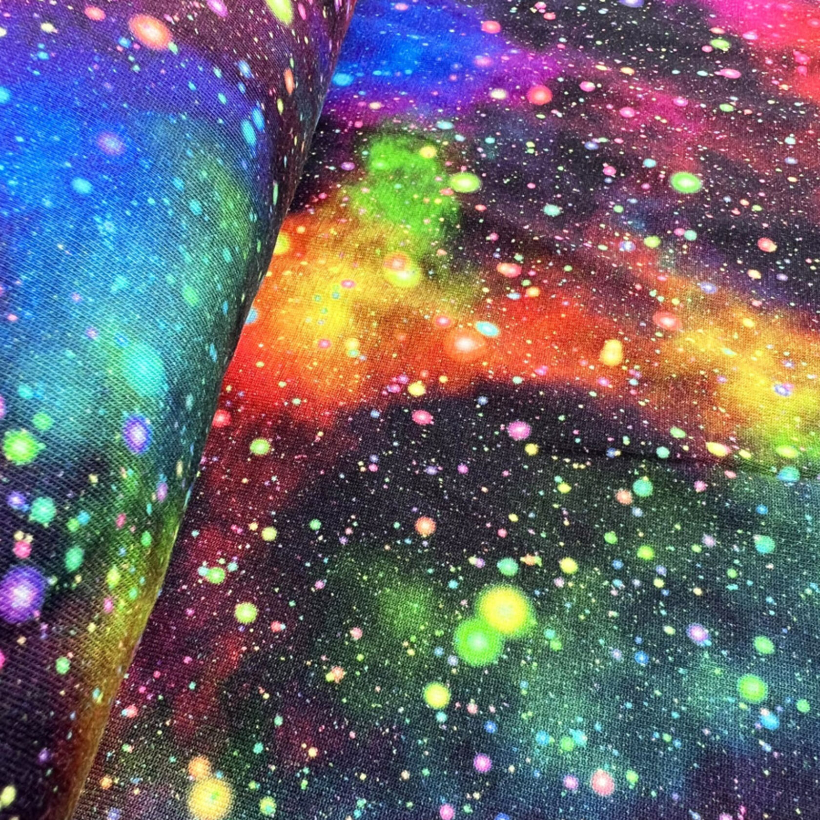 Rainbow Digitally Printed Cotton Jersey Fabric - Speckled Galaxy