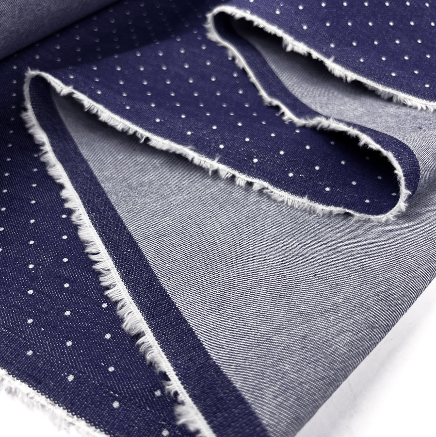 Polka fashion dot denim fabric