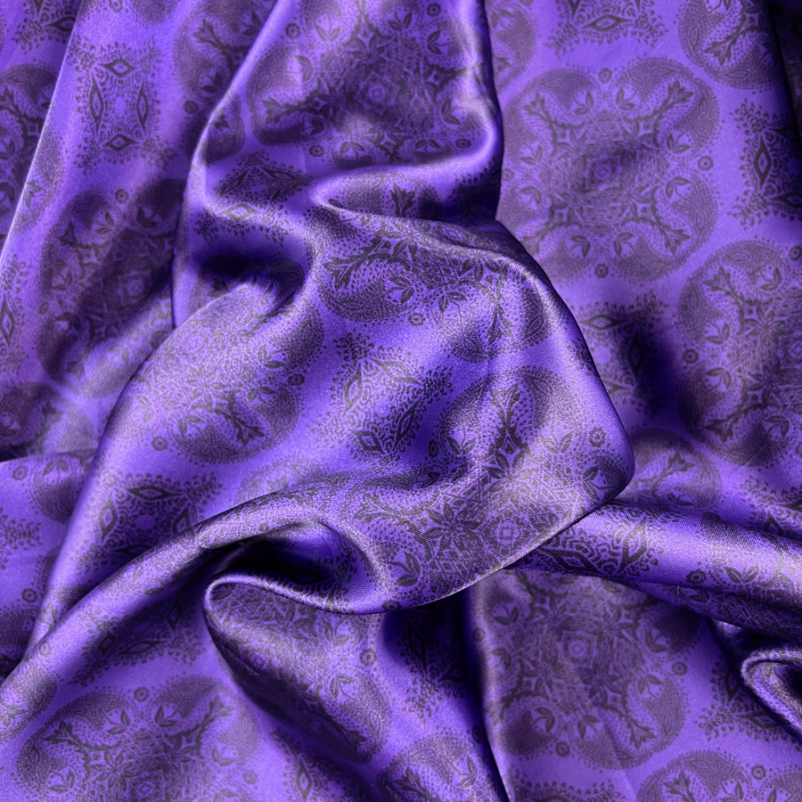 Purple Polyester Woven Printed Satin Lining Fabric - Pedro