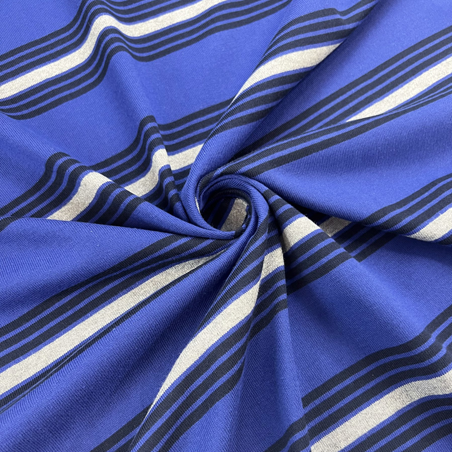 White and Royal Blue Stripes - Jersey Knit