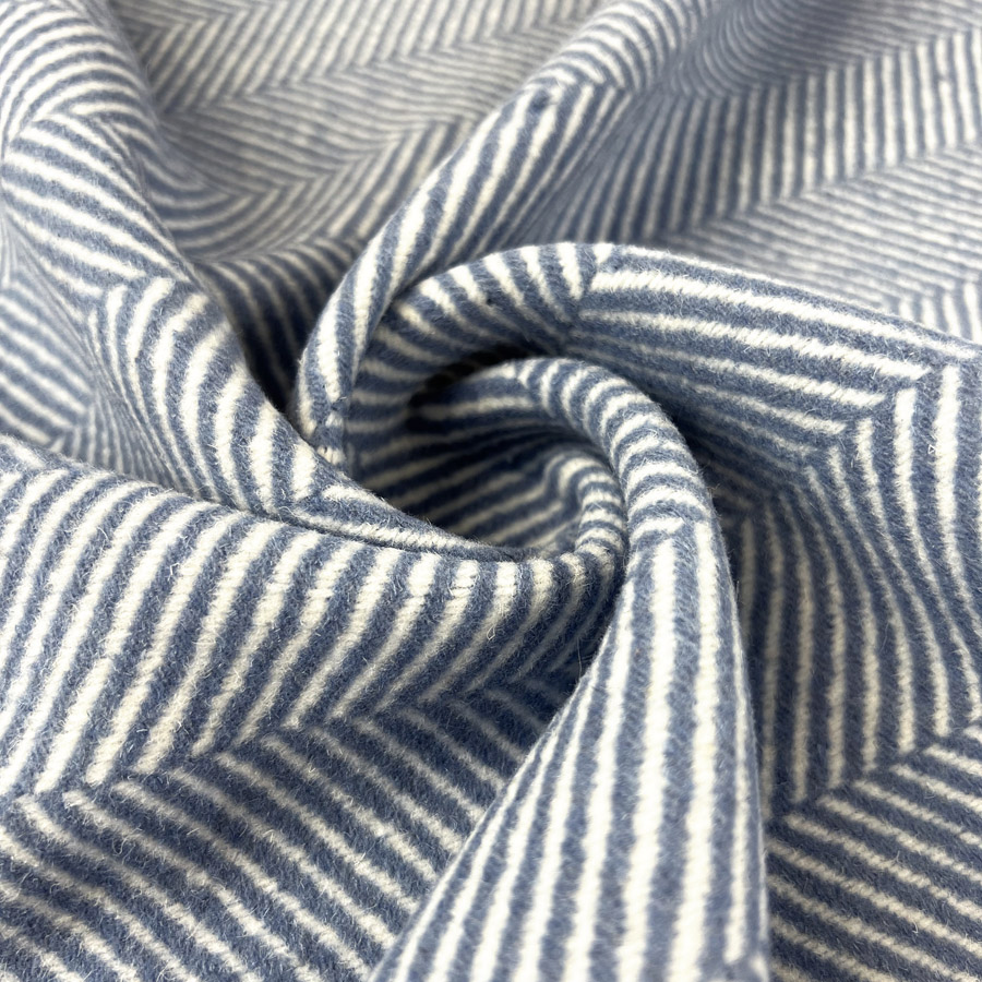 Blue Topaz Herringbone Felted Wool Fabric 8x12