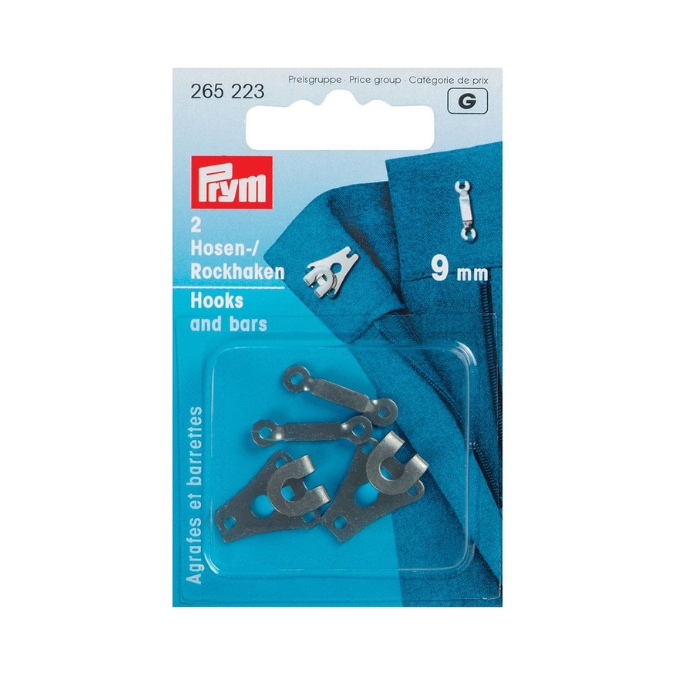 Prym 9mm Trouser Skirt Hooks And Bars Black 265223