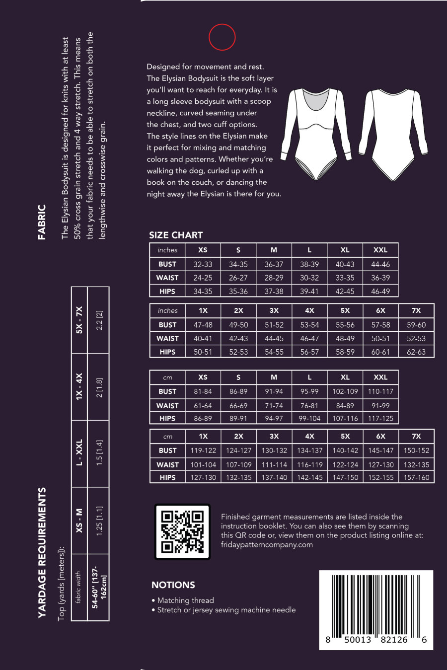 Elysian Bodysuit Paper Sewing Pattern