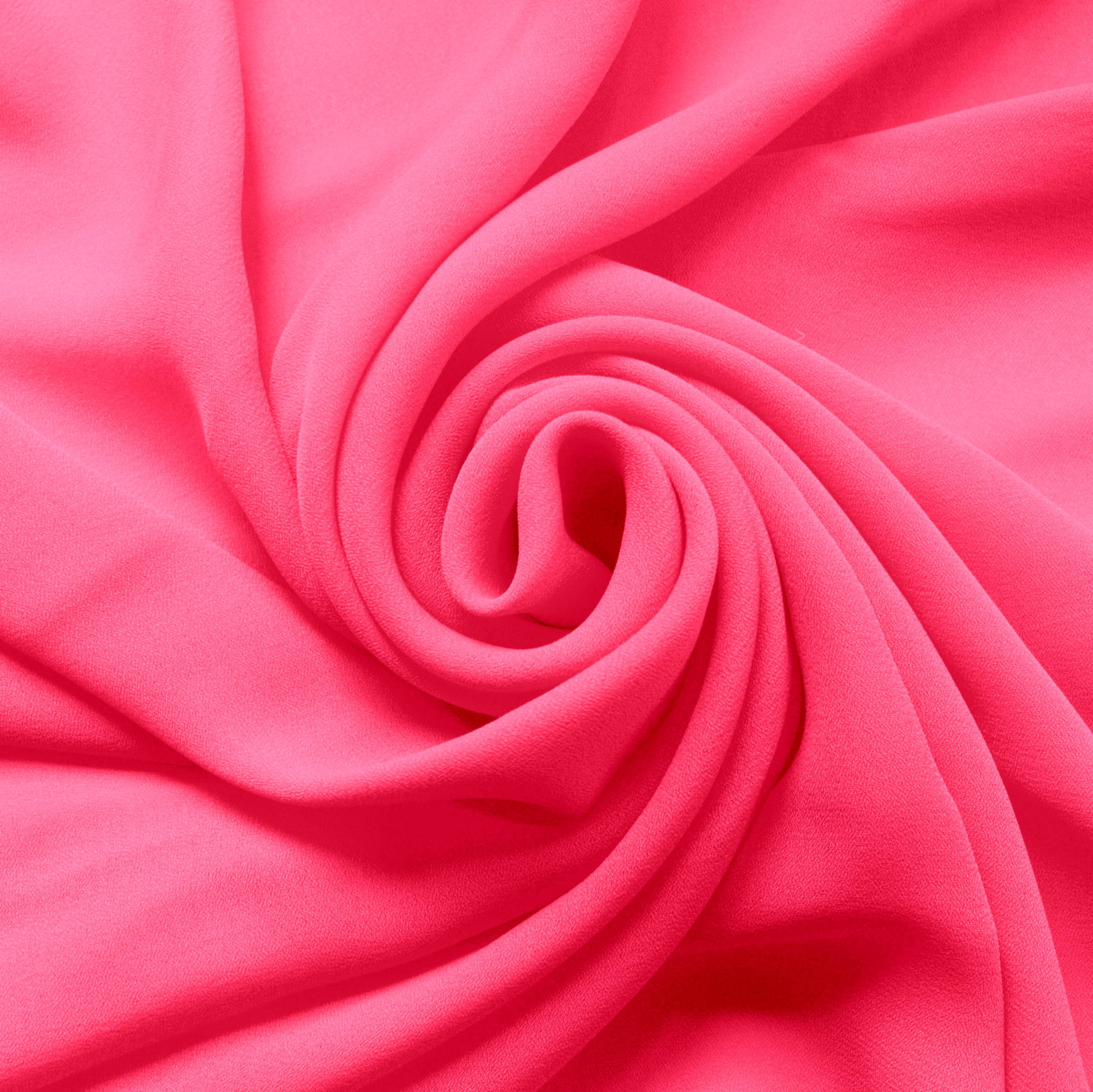 Georgette neon pink polyester dress fabric.