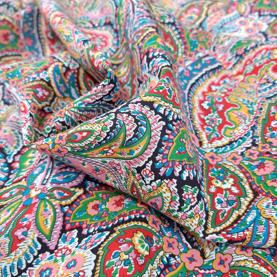 Multi-coloured Dress Fabric | Pima Cotton Lawn - Devine Paisley