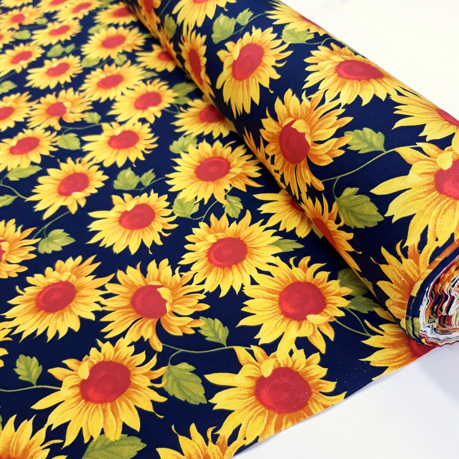 White Sunflower Print Poly Cotton Fabric  Fashion Fabrics – Fashion Fabrics  LLC