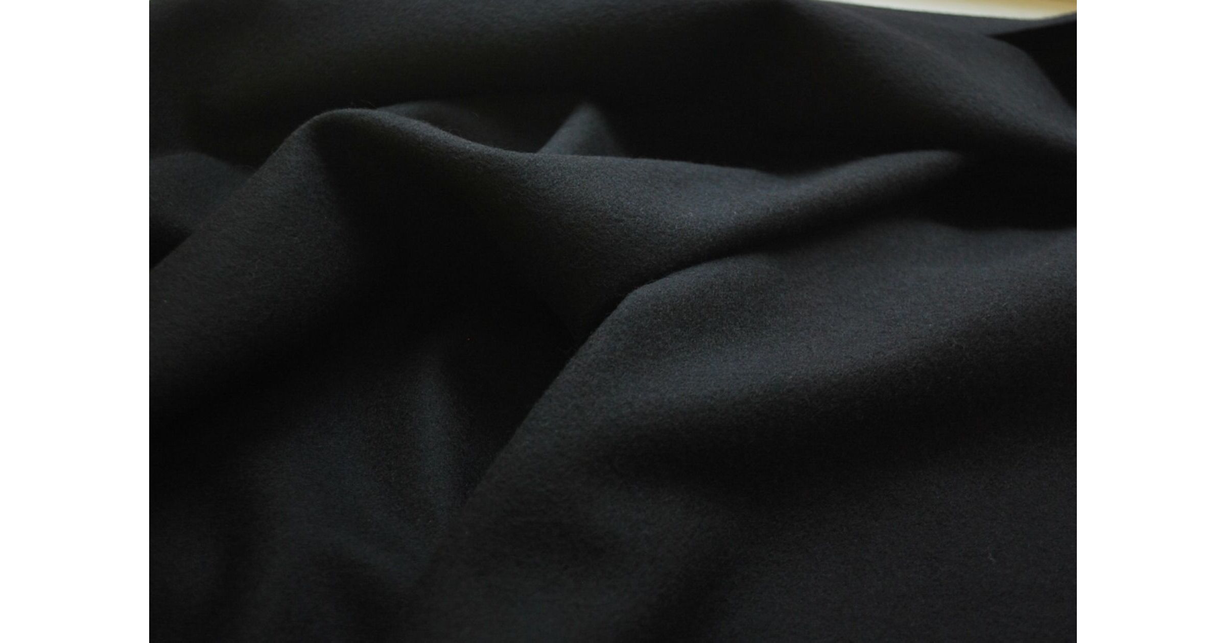 Polyester Mix Fabric  Black Wool with Cashmere Coating